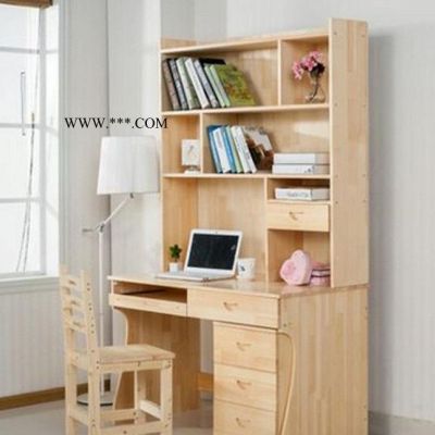 直销 实木电脑桌台式松木组合简易书桌儿童学习桌