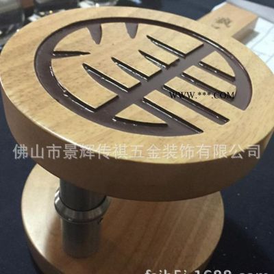 实木大门拉手 木质玻璃门把手 正方半圆形原木雕刻拉手 订制logo